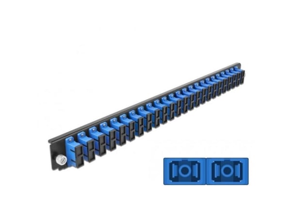 Delock - Fiberoptisk skjøtebokspanel - front - SC SM X 48 - sort, blå - 1U - 19"