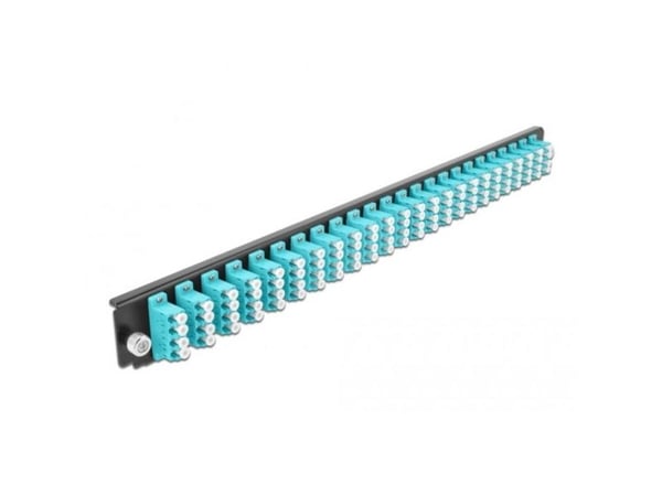 Delock - Fiberoptisk skjøtebokpanel - foran - LC MM X 96 - svart, akvamarin - 1U - 19"