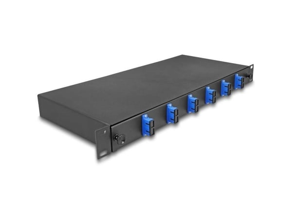Delock 19" kuituoptinen liitosrasia 6 x SC Duplex OS2 1U täysin koottuna ja liitosvalmiina