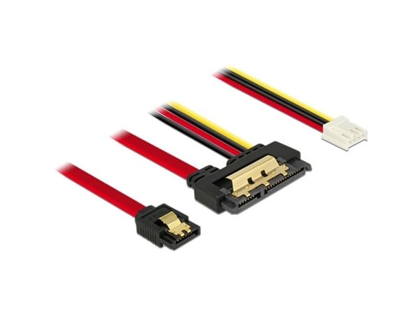 Delock - SATA-kabel - Serial ATA 150/300/600 - 4-pin mini-strømkontakt, SATA (R) til SATA-kombo (R) rett - 30 cm