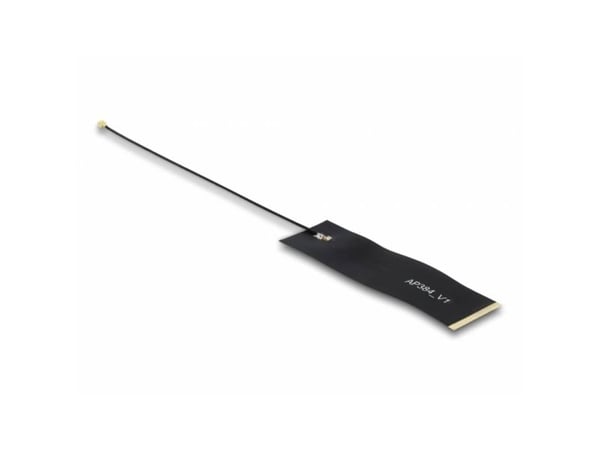 Delock LoRa - Antenne - 863 - 928 MHz, self-adhesive, FPC, I-PEX Inc., MHF 4 plug, 1.13 - 15 cm - Smart Home - 1.68 dBi - innendørs - svart