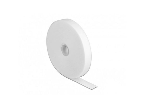 DeLOCK 18382, Hook & loop cable tie, Valkoinen, 10 m, 20 mm, 1 kpl