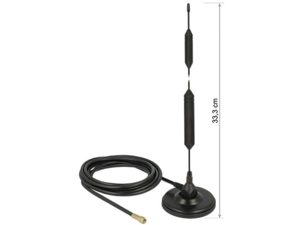 Delock - Antenne - mobiltelefon, radio, telefon - 5 dBi - rundtstrålende - innendørs / utendørs