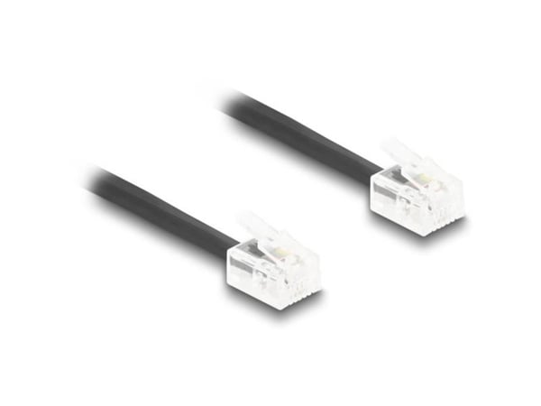 Delock - Telefonkabel - RJ-11 (hann) til RJ-11 (hann) - 3 m - rullet sammen - svart