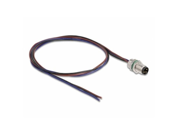 Delock - Netværkskabel - 3 pin M8 (han) til uisoleret ledning - 50 cm - 4.6 mm - lajittelu