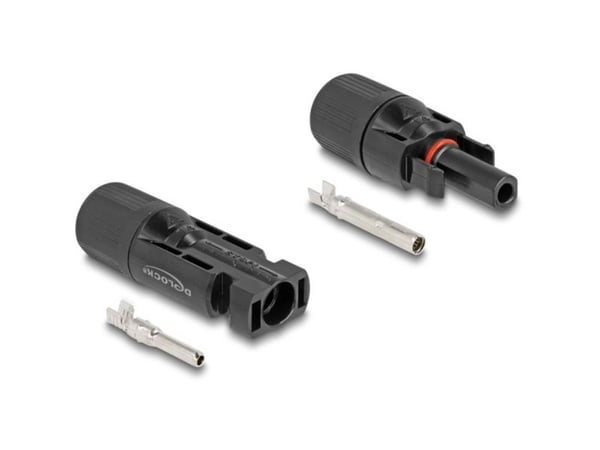Delock DL4 Solar-liitin kaapelille puristamiseen, pistoke ja pistorasia, musta 2 kpl