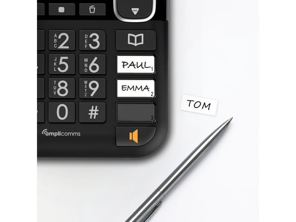 Amplicomms BigTel 1580 Combo - Med ledning/trådløs - svarersystem med anrops-ID - DECT - svart + ekstra håndsett