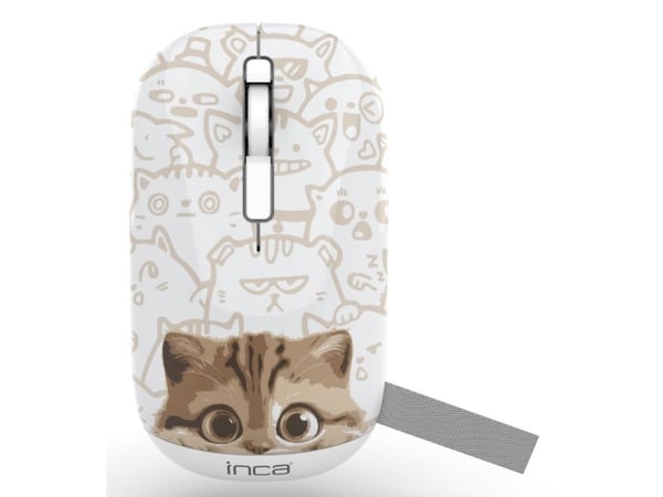 Inca IWM-242K, Ambidekstriøs, Bluetooth, 1600 DPI, Beige, Hvit