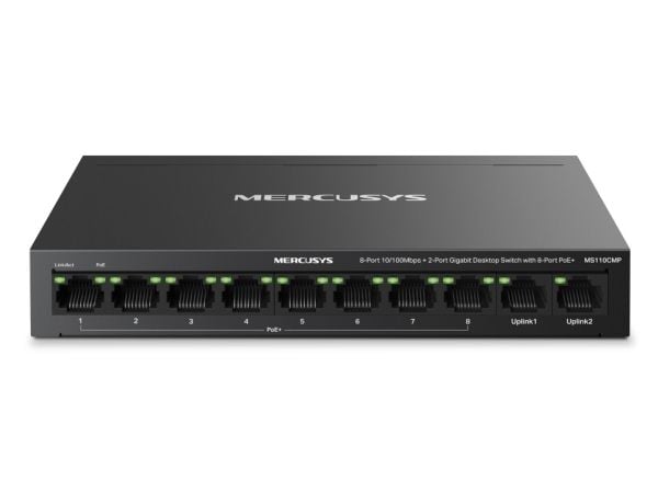 Mercusys MS110CMP, Fast Ethernet (10/100), Full tosidig, Strøm over Ethernet (PoE), Kan monteres på vegg