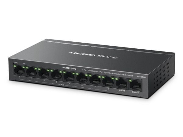 Mercusys MS110CMP, Fast Ethernet (10/100), Full tosidig, Strøm over Ethernet (PoE), Kan monteres på vegg