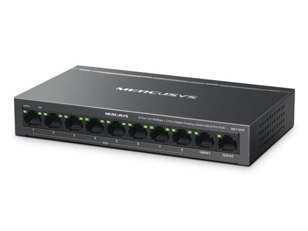 Mercusys MS110CP, Fast Ethernet (10/100), Full tosidig, Strøm over Ethernet (PoE), Kan monteres på vegg