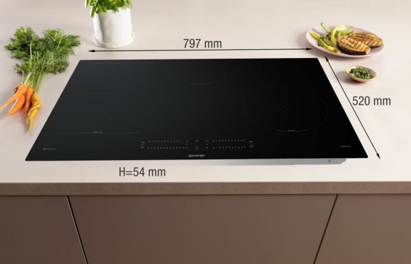 Gorenje G600 GI8432BSCWF - Induksjonskomfyrtopp - 4 plater - Nisje - bredde: 76 cm - dybde: 49 cm - uten ramme, Bløtskårne kanter - svart