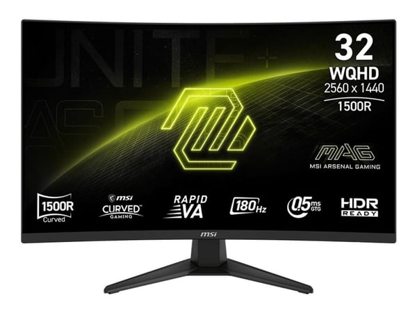 MSI MAG 321CQFDE E18 - LED-skjerm - kurvet - 32" (31.5" synlig) - 2560 x 1440 WQHD @ 180 Hz - Rapid VA - 300 cd/m² - 3000:1 - 0.5 ms - 2xHDMI, Disp...