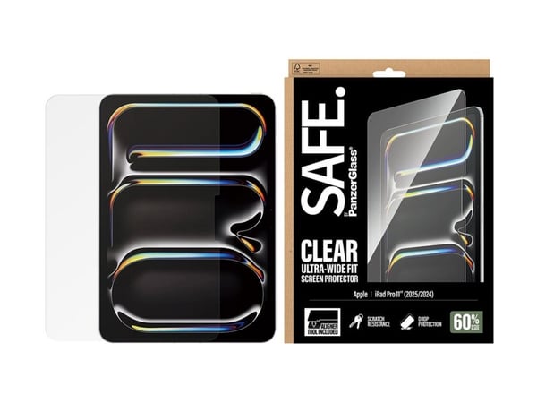 SAFE. by PanzerGlass - Skjermbeskyttelse for nettbrett - ultra-bred passform, med FASTFIT-verktøy - glass - for Apple 11-inch iPad Pro (M4, M5)