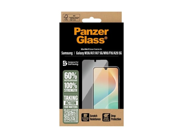 PanzerGlass - Skjermbeskyttelse for mobiltelefon - ultrabred passform - glass - for Samsung Galaxy A17, A17 5G, A26