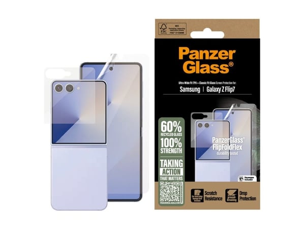 PanzerGlass - Skjermbeskyttelse for mobiltelefon - glass og film - for Samsung Galaxy Z Flip7