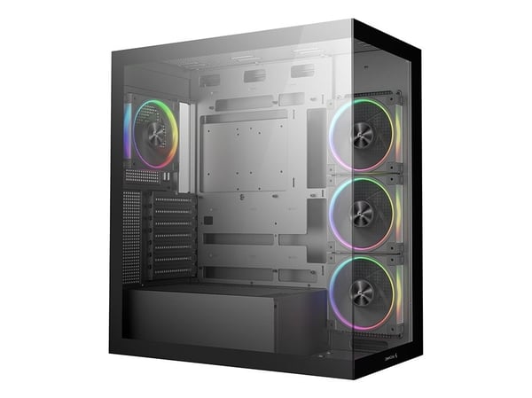 DeepCool CG580 4F V2 - Tower - ATX - sidepanel med vindu (herdet glass) - ingen strømforsyning (ATX / PS/2) - svart - USB/lyd