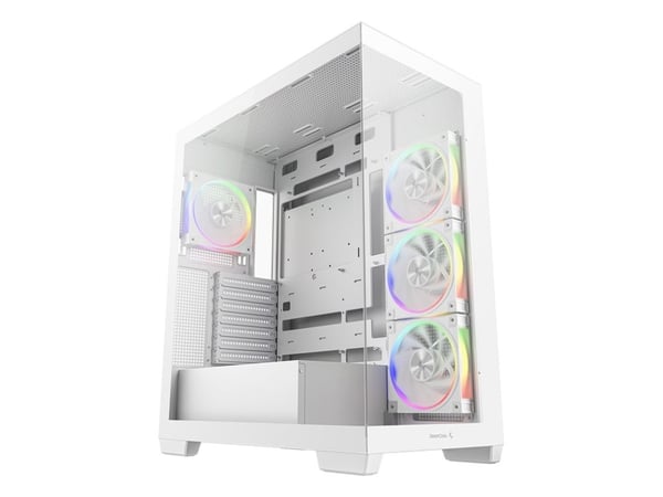 DeepCool CG580 4F V2 WH - Tower - ATX - sidepanel med vindu (herdet glass) - ingen strømforsyning (ATX / PS/2) - hvit - USB/lyd