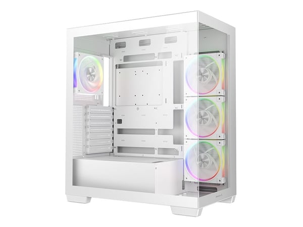 DeepCool CG580 4F V2 WH - Tower - ATX - sidepanel med vindu (herdet glass) - ingen strømforsyning (ATX / PS/2) - hvit - USB/lyd