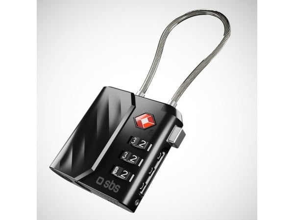 SBS TEFINDLOCK, Kombinationslås till resväska, Varje varumärke, Svart, 60 dB, 45 mm, 14 mm
