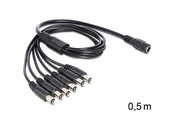 Delock - Strøm-splitter - DC jackstik 5,5 x 2,1 mm (han) til DC jackstik 5,5 x 2,1 mm (hun) - 50 cm