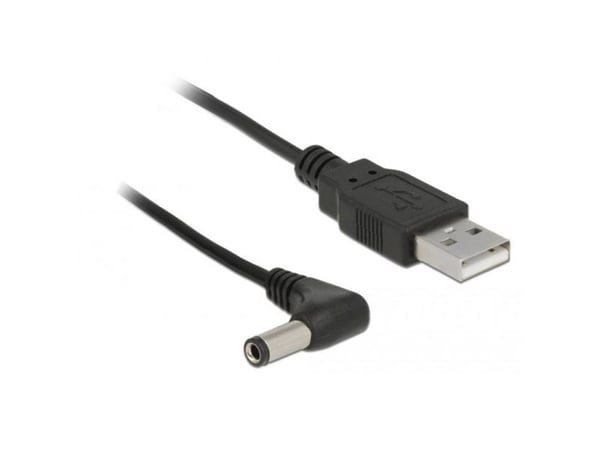 Delock - Strömkabel - Växelströmsjack 5,5 x 2,5 mm (hane) vinklad till USB (endast ström) (hane) - 1.5 m - svart