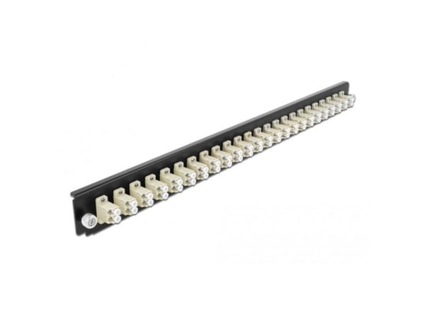 Delock - Fiber-optic splice box rack mount panel - front - LC MM X 24 - beige - 1U - 19"