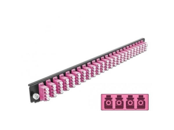 Delock - Fiber-optic splice box rack mount panel - front - LC MM X 24 - fiolett - 1U - 19"