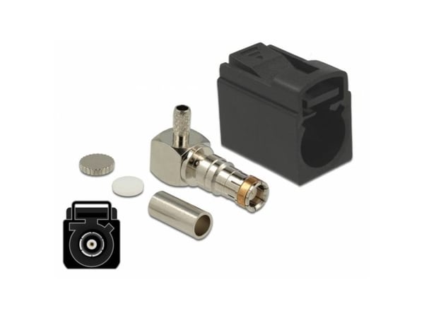 DeLOCK 89713, FAKRA A, Hanstik, 90°, Guld, Sort, Rustfrit stål, Messing, Kobber, Nikkel, Plast, Plast