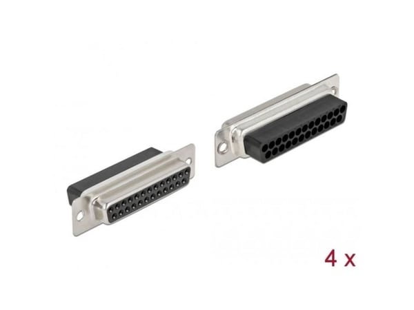 DeLOCK 66721, D-Sub 25 pin, Musta, Hopea, Naaras, Suora, Metalli, 12,5 mm