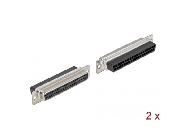 DeLOCK 66722, D-Sub 37 pin, Musta, Hopea, Naaras, Suora, Metalli, 17,5 mm