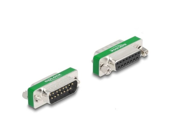 Delock HF/EMI-dämpningsfilter D-Sub 15 stift hane till hona med kapacitivt lågpassfilter