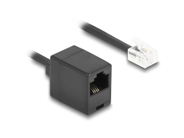 Delock - Telefonkabel - RJ-11 (hann) til RJ-45 (hunn) - 2 m - 4.8 mm - rullet sammen, gullbelagte kontakter - svart
