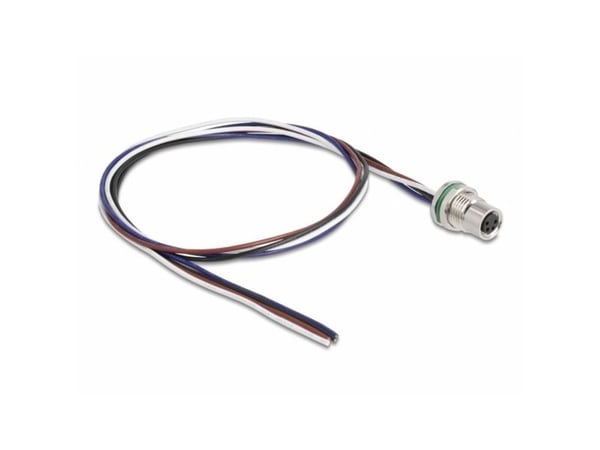 Delock - Netværkskabel - 4 pin M8 (hun) til uisoleret ledning - 50 cm - 4.6 mm - lajittelu