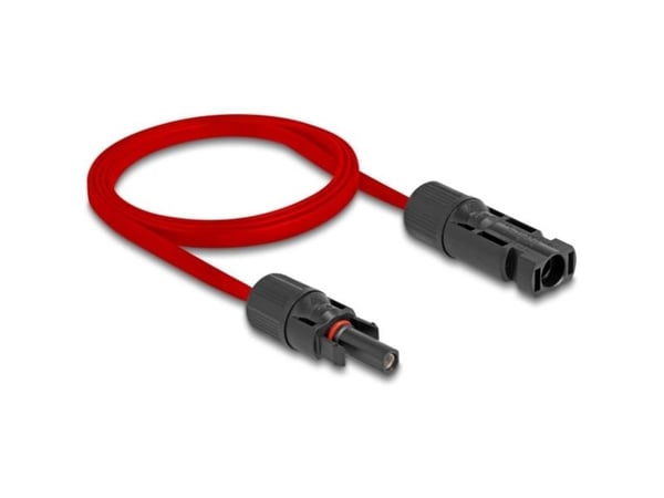 Delock - Solar cable - DL4 (hann) til DL4 (hunn) - 1000 V - 1 m - flat - rød