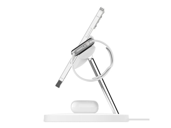 Belkin BoostCharge Pro 3-in-1 - Trådløst ladestativ - med MagSafe - 15 watt - Fast Charge - hvit