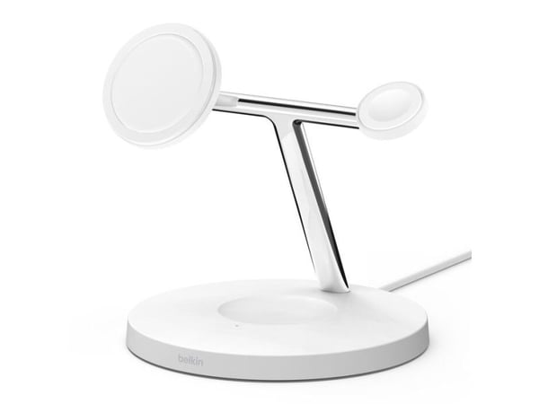 Belkin BoostCharge Pro 3-in-1 - Trådløst ladestativ - med MagSafe - 15 watt - Fast Charge - hvit