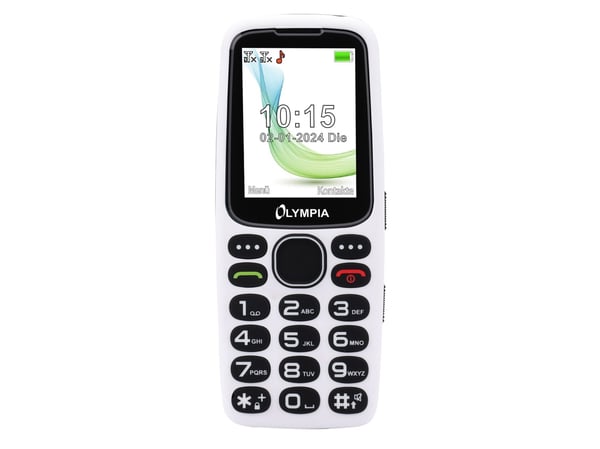 Olympia STAR, Perusmalli, Kaksois-SIM, 6,1 cm (2.4"), Bluetooth, musta, Valkoinen