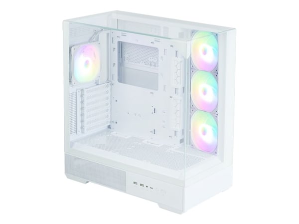 Zalman P40 Prism Plus White, Midi Tower, PC, Hvit, ATX, Micro ATX, Mini-ITX, Plast, Stål, Herdet glass, Multi