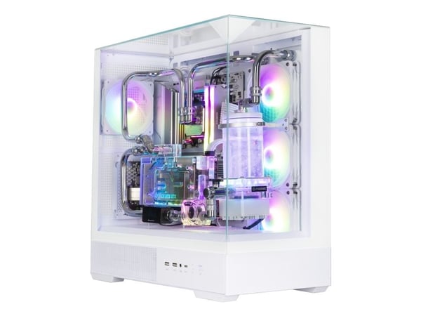 Zalman P40 Prism Plus White, Midi Tower, PC, Hvit, ATX, Micro ATX, Mini-ITX, Plast, Stål, Herdet glass, Multi