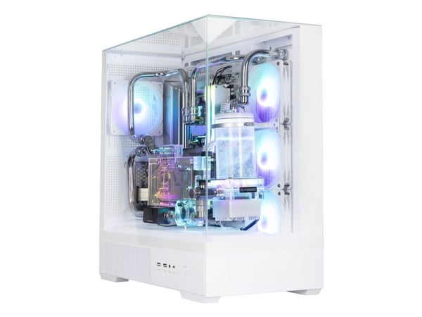 Zalman P40 Prism Plus White, Midi Tower, PC, Hvit, ATX, Micro ATX, Mini-ITX, Plast, Stål, Herdet glass, Multi