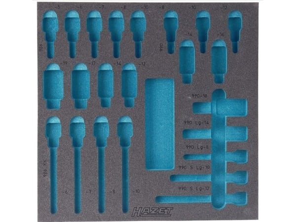 HAZET 163-119L, Työkalujen säilytyslevy, Sininen, Harmaa, Vaahto, Saksa, 342 mm, 344 mm