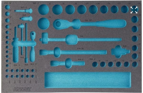 HAZET 163-118L, Työkalujen säilytyslevy, Sininen, Harmaa, Vaahto, Saksa, 519 mm, 342 mm