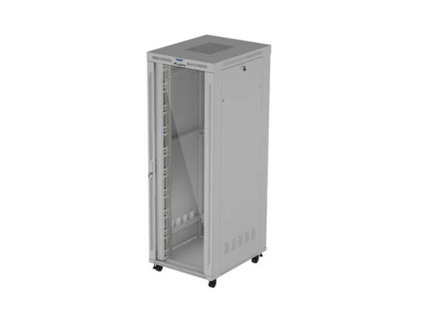 Lanberg FF01 series - Rack skap - 800 x 1000, flat pack, with glass door, LCD - med 6 kjølevifter, termostat, LCD-skjerm - fritt stående - grå, RAL...