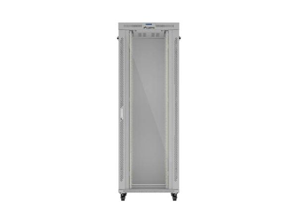 Lanberg FF01 series - Rack skap - 800 x 1000, flat pack, with glass door, LCD - med 6 kjølevifter, termostat, LCD-skjerm - fritt stående - grå, RAL...