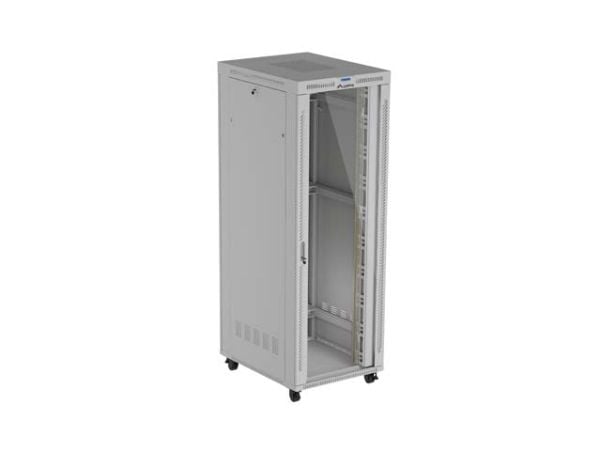 Lanberg FF01 series - Rack skap - 800 x 1000, flat pack, with glass door, LCD - med 6 kjølevifter, termostat, LCD-skjerm - fritt stående - grå, RAL...