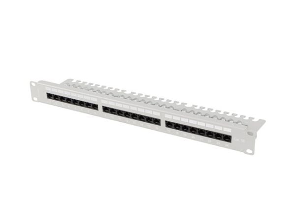 PATCH PANEL 24 PORT 1U 19" CAT.5E UTP MED KABELORGANISATOR GRÅ LANBERG