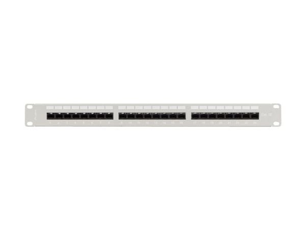 PATCH PANEL 24 PORT 1U 19" CAT.5E UTP MED KABELORGANISATOR GRÅ LANBERG