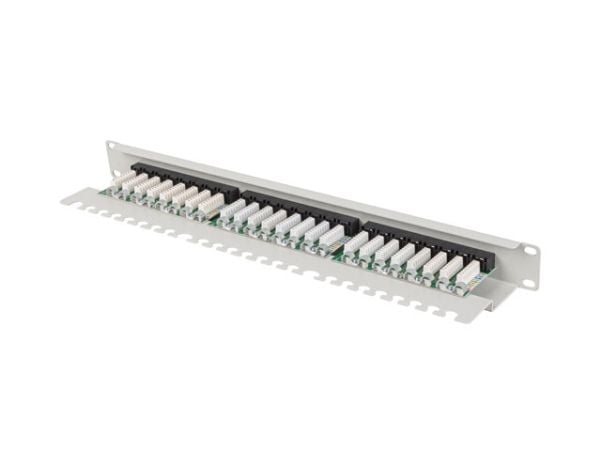 PATCH PANEL 24 PORT 1U 19" CAT.5E UTP MED KABELORGANISATOR GRÅ LANBERG