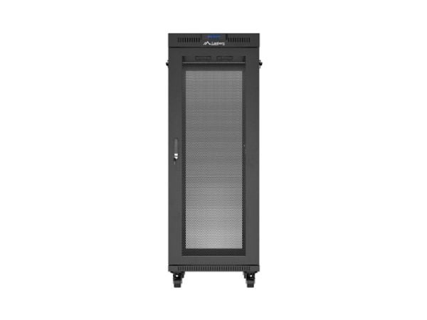 Lanberg FF01 series - Rack - 600 x 1000, flat pack, with mesh door, LCD - med termostat, LCD-skjerm, 6 kjølevifter - fritt stående - svart, RAL 900...